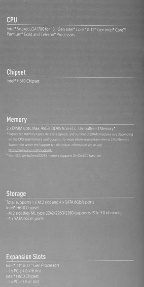 Материнская плата Asus PRIME H610M-D Soc-1700 Intel H610 2xDDR5 mATX AC`97 8ch(7.1) GbLAN+VGA+HDMI