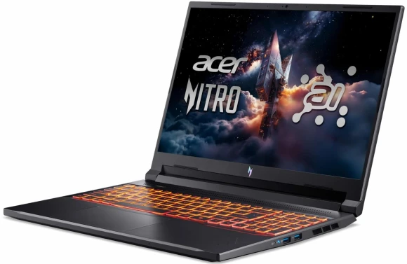 Ноутбук Acer Nitro V 16 ANV16-42-R96P Ryzen 7 260 16Gb SSD512Gb NVIDIA GeForce RTX5050 8Gb 16" IPS WQXGA (2560x1600) Windows 11 Home black WiFi BT Cam (NH.U2NAA.003)