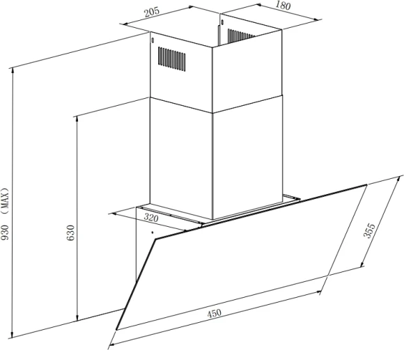 Вытяжка каминная Weissgauff Lyra BL черный управление: кнопочное (1 мотор)