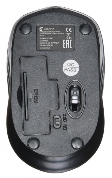 Мышь Оклик 475MW черный/серый оптическая 1000dpi беспров. USB для ноутбука 3but (945829) Мышь Оклик 475MW черный/серый оптическая 1000dpi беспров. USB для ноутбука 3but (945829)