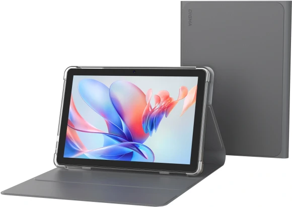 Планшет Digma K10 PLUS T615 (1.6) 8C RAM4Gb ROM64Gb 10.1" IPS 1280x800 4G Android 15 серый 5Mpix 2Mpix BT WiFi microSD 256Gb 5000mAh 225hrs