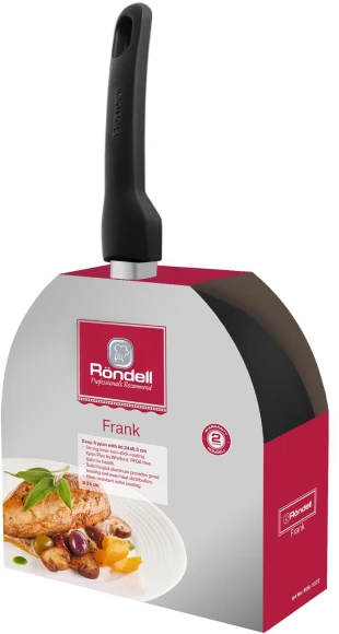 Сковорода Rondell Frank RDA-1372 круглая 24см покрытие: Xylan Plus ручка несъемная (с крышкой) черный