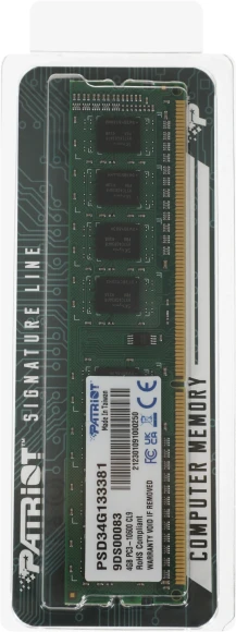Память DDR3 4Gb 1333MHz Patriot PSD34G133381 RTL PC3-10600 CL9 DIMM 240-pin 1.5В single rank Ret