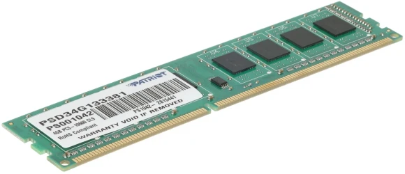 Память DDR3 4Gb 1333MHz Patriot PSD34G133381 RTL PC3-10600 CL9 DIMM 240-pin 1.5В single rank Ret