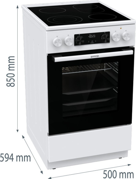 Плита Электрическая Gorenje GECS5C70WA белый/черный стеклокерамика (без крышки)