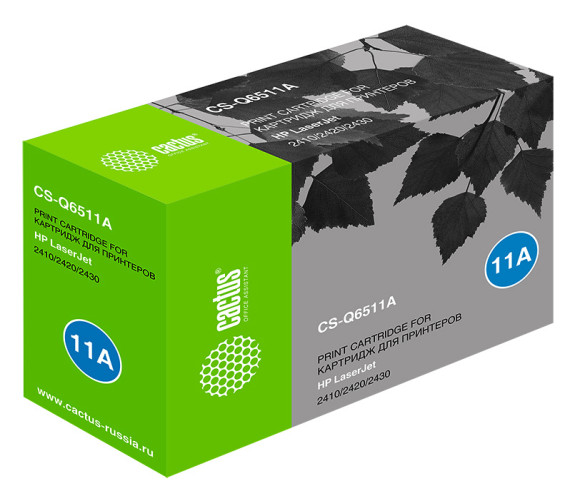Картридж лазерный Cactus CS-Q6511A Q6511A черный (6000стр.) для HP LJ 2410/2420/2430 Картридж лазерный Cactus CS-Q6511A Q6511A черный (6000стр.) для HP LJ 2410/2420/2430