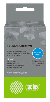 Картридж ленточный Cactus CS-M21-500595WT черный на белом 12.7x6.4 для Brady BMP21-PLUS, BMP21-LAB Картридж ленточный Cactus CS-M21-500595WT черный на белом 12.7x6.4 для Brady BMP21-PLUS, BMP21-LAB