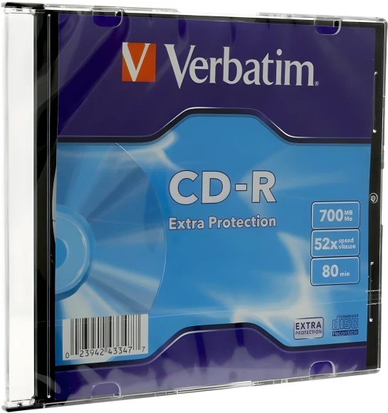 Диск CD-R Verbatim 700Mb 52x Slim case (1шт) (43347) Диск CD-R Verbatim 700Mb 52x Slim case (1шт) (43347)