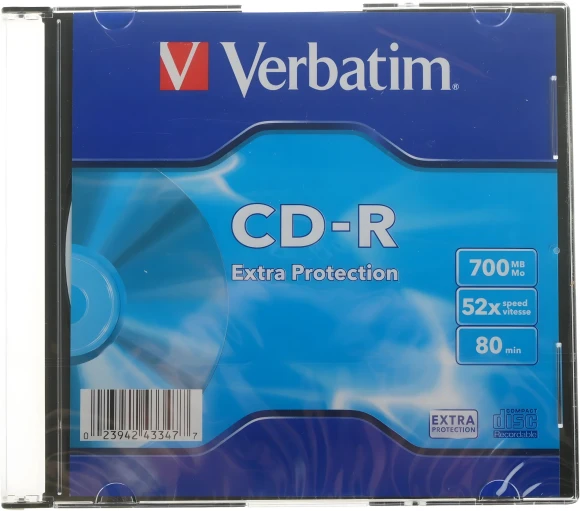 Диск CD-R Verbatim 700Mb 52x Slim case (1шт) (43347) Диск CD-R Verbatim 700Mb 52x Slim case (1шт) (43347)