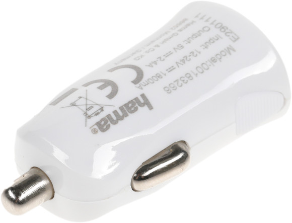 Автомобильное зар./устр. Hama H-183266 12W 2.4A USB для Apple белый (00183266)