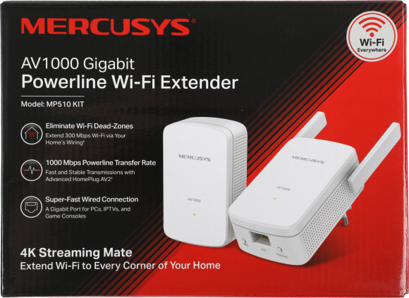 Сетевой адаптер HomePlug AV Mercusys MP510 KIT AV1000 Gigabit Ethernet (ант.внеш.несъем.) 2ант. (упак.:2шт)
