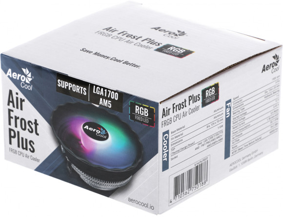 Устройство охлаждения(кулер) Aerocool Air Frost Plus RGB Soc-AM5/AM4/1200/1700/1851 черный 3-pin 24dB Al 110W 360gr Ret (AIR FROST PLUS FRGB 3P)