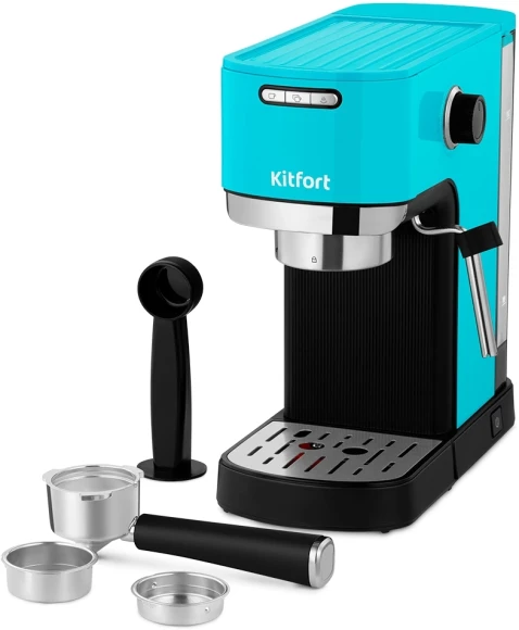 Кофеварка рожковая Kitfort КТ-7461 1350Вт бирюзовый/черный