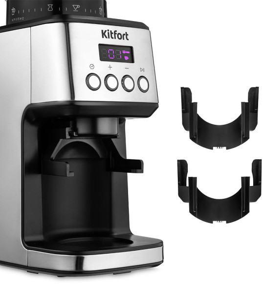 Кофемолка Kitfort КТ-790 180Вт сист.помол.:жернова вместим.:320гр нержавеющая сталь/черный