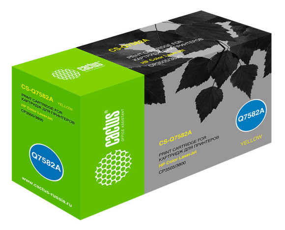 Картридж лазерный Cactus CS-Q7582A Q7582A желтый (6000стр.) для HP CLJ CP3505/3800 Картридж лазерный Cactus CS-Q7582A Q7582A желтый (6000стр.) для HP CLJ CP3505/3800