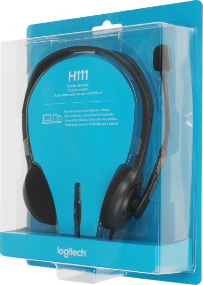 Наушники с микрофоном Logitech H111 серый 2.35м накладные оголовье (981-000588)