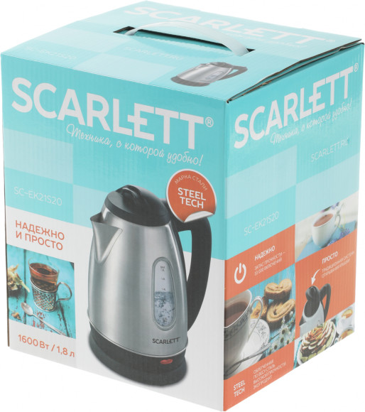 Чайник электрический Scarlett SC-EK21S20 1.8л. 1600Вт черный/серебристый корпус: металл/пластик (EK21S20) Чайник электрический Scarlett SC-EK21S20 1.8л. 1600Вт черный/серебристый корпус: металл/пластик (EK21S20)