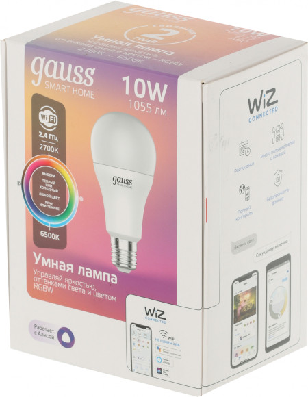 Умная лампа Gauss IoT Smart Home E27 10Вт 1055lm Wi-Fi (упак.:1шт) (1180112) Умная лампа Gauss IoT Smart Home E27 10Вт 1055lm Wi-Fi (упак.:1шт) (1180112)
