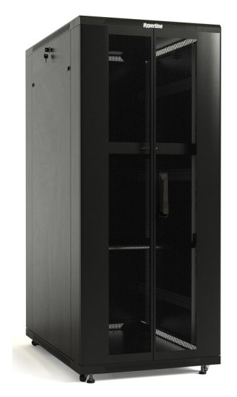 Шкаф коммутационный Hyperline (TTBR-4266-DD-RAL9004) напольный 42U 600x600мм пер.дв.перфор. задн.дв.перфор. 2 бок.пан. 800кг черный 510мм 2055мм IP20 сталь