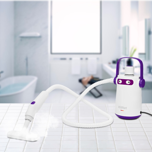 Пароочиститель ручной Kitfort КТ-9109-1 1000Вт белый/фиолетовый Пароочиститель ручной Kitfort КТ-9109-1 1000Вт белый/фиолетовый