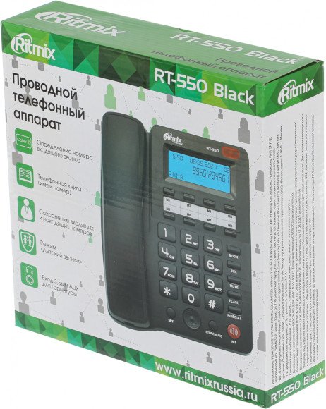 Телефон проводной Ritmix RT-550 черный
