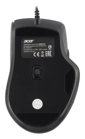 Мышь Acer OMW130 черный оптическая 3600dpi USB 6but (ZL.MCEEE.00J)