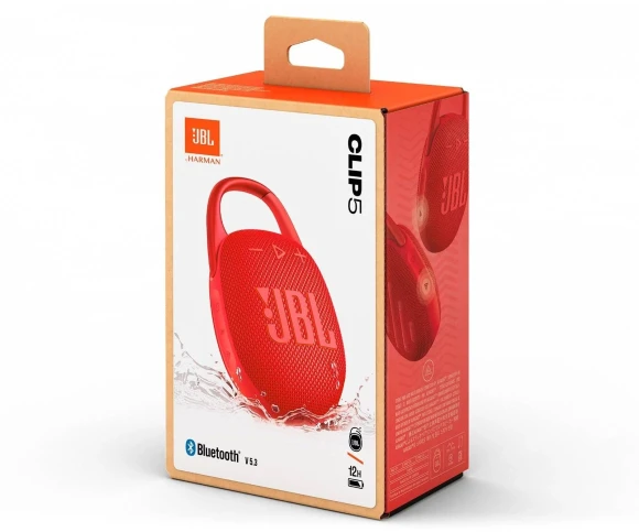Колонка порт. JBL Clip 5 красный 7W Mono BT 10м 1400mAh Колонка порт. JBL Clip 5 красный 7W Mono BT 10м 1400mAh