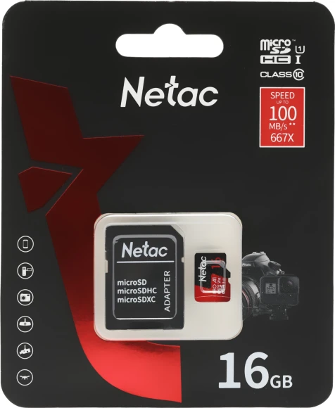 Флеш карта microSDHC 16GB Netac NT02P500PRO-016G-R P500 Extreme Pro V10 A1 + adapter Флеш карта microSDHC 16GB Netac NT02P500PRO-016G-R P500 Extreme Pro V10 A1 + adapter