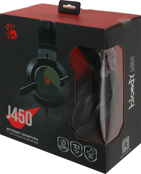 Наушники с микрофоном A4Tech Bloody J450 черный/зеленый 1.8м мониторные оголовье (J450) Наушники с микрофоном A4Tech Bloody J450 черный/зеленый 1.8м мониторные оголовье (J450)