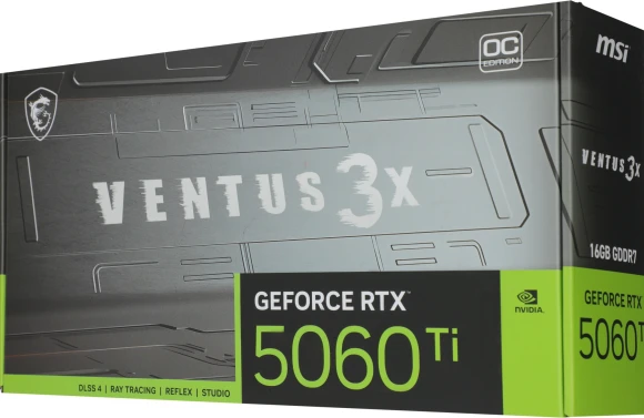 Видеокарта MSI PCI-E 5.0 RTX 5060 TI 16G VENTUS 3X OC NVIDIA GeForce RTX 5060TI 16Gb 128bit GDDR7 2602/28000 HDMIx1 DPx3 HDCP Ret Видеокарта MSI PCI-E 5.0 RTX 5060 TI 16G VENTUS 3X OC NVIDIA GeForce RTX 5060TI 16Gb 128bit GDDR7 2602/28000 HDMIx1 DPx3 HDCP Ret
