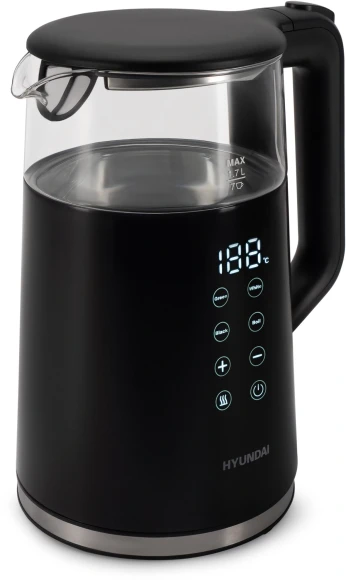Чайник электрический Hyundai HYK-G5403 1.7л. 2200Вт черный корпус: стекло