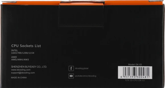 Устройство охлаждения(кулер) ID-Cooling DK-03 Soc-AM5/AM4/1200/1700/1851 черный 3-pin 26dB Al 100W 250gr Ret