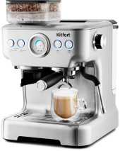 Кофеварка рожковая Kitfort КТ-755 1620Вт серебристый Кофеварка рожковая Kitfort КТ-755 1620Вт серебристый