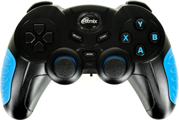 Геймпад Ritmix GP-022WPS черный/синий USB Беспроводной виброотдача обратная связь (80001697)
