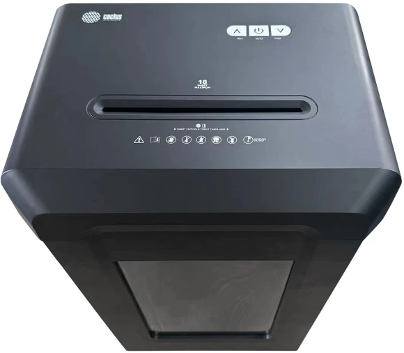 Шредер Cactus CS-SH-G9 черный (секр.P-4) фрагменты 18лист. 30лтр. скрепки скобы пл.карты CD Шредер Cactus CS-SH-G9 черный (секр.P-4) фрагменты 18лист. 30лтр. скрепки скобы пл.карты CD