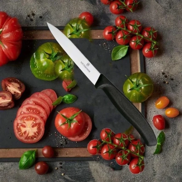 Нож кухонный Victorinox Swiss Classic (6.7703) стальной для чистки овощей и фруктов лезв.100мм прямая заточка черный Нож кухонный Victorinox Swiss Classic (6.7703) стальной для чистки овощей и фруктов лезв.100мм прямая заточка черный