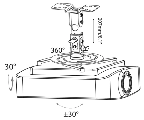 Кронштейн для проектора Cactus CS-VM-PR04-AL серебристый макс.22кг потолочный поворот и наклон Кронштейн для проектора Cactus CS-VM-PR04-AL серебристый макс.22кг потолочный поворот и наклон