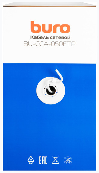 Кабель сетевой Buro BU-CCA-050FTP FTP 4 пары cat.5E solid 0.50мм CCA 305м серый