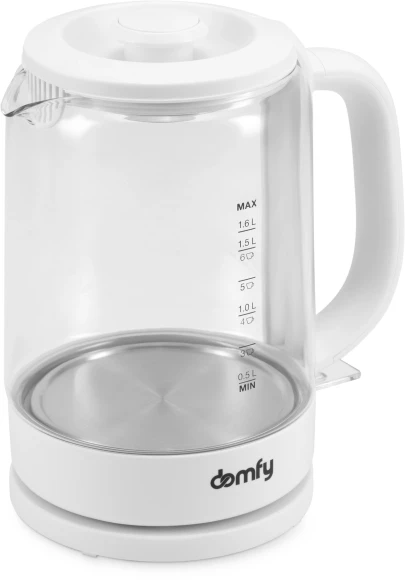 Чайник электрический Domfy DSW-EK304 1.6л. 2200Вт белый корпус: стекло/пластик