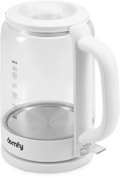 Чайник электрический Domfy DSW-EK304 1.6л. 2200Вт белый корпус: стекло/пластик