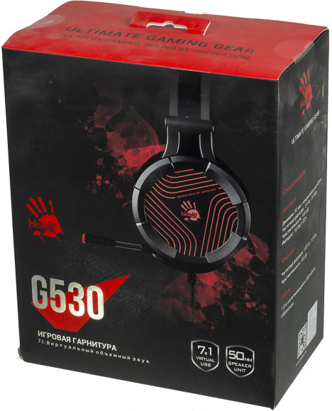 Наушники с микрофоном A4Tech Bloody G530 черный/серый 1.8м мониторные оголовье (G530 (GREY) USB) Наушники с микрофоном A4Tech Bloody G530 черный/серый 1.8м мониторные оголовье (G530 (GREY) USB)