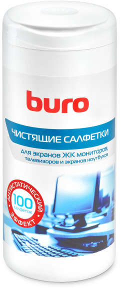 Салфетки Buro BU-Tscreen для экранов мониторов/плазменных/ЖК телевизоров/ноутбуков туба 100шт влажных