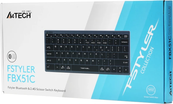 Клавиатура A4Tech FBX51C серый USB беспроводная BT/Radio slim Multimedia для ноутбука (FBX51C GREY)