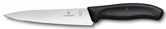 Нож кухонный Victorinox Swiss Classic Chef (6.8003.15B) стальной разделочный лезв.150мм прямая заточка черный европодвес