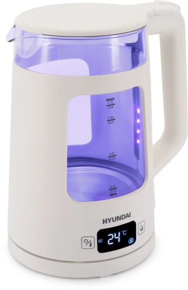 Чайник электрический Hyundai HYK-G9407 1.7л. 2200Вт белый корпус: стекло