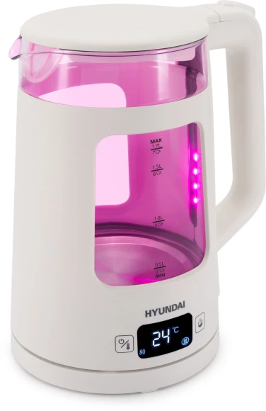 Чайник электрический Hyundai HYK-G9407 1.7л. 2200Вт белый корпус: стекло