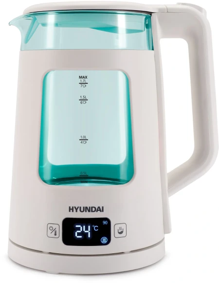 Чайник электрический Hyundai HYK-G9407 1.7л. 2200Вт белый корпус: стекло