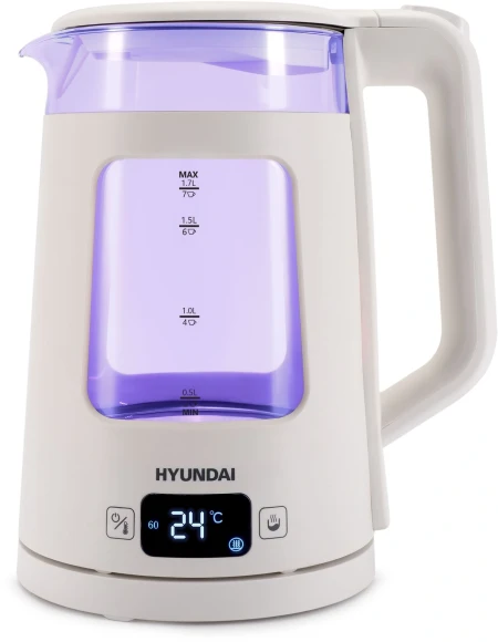 Чайник электрический Hyundai HYK-G9407 1.7л. 2200Вт белый корпус: стекло