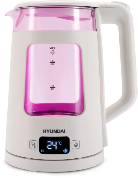 Чайник электрический Hyundai HYK-G9407 1.7л. 2200Вт белый корпус: стекло