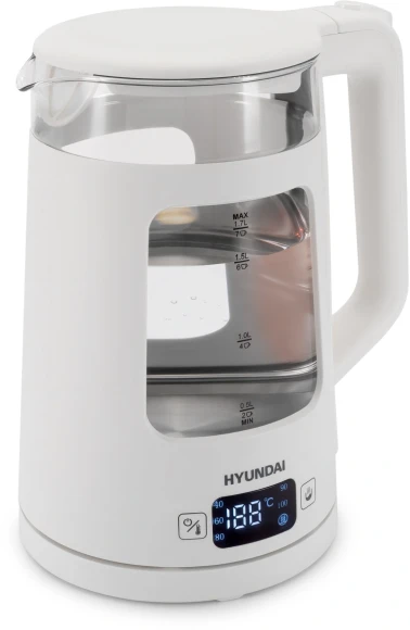 Чайник электрический Hyundai HYK-G9407 1.7л. 2200Вт белый корпус: стекло